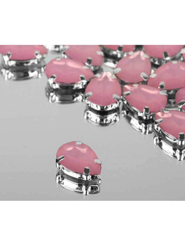 Стразы пришивные «Капля», в оправе, 10 × 14 мм, 20 шт, цвет розовый опал