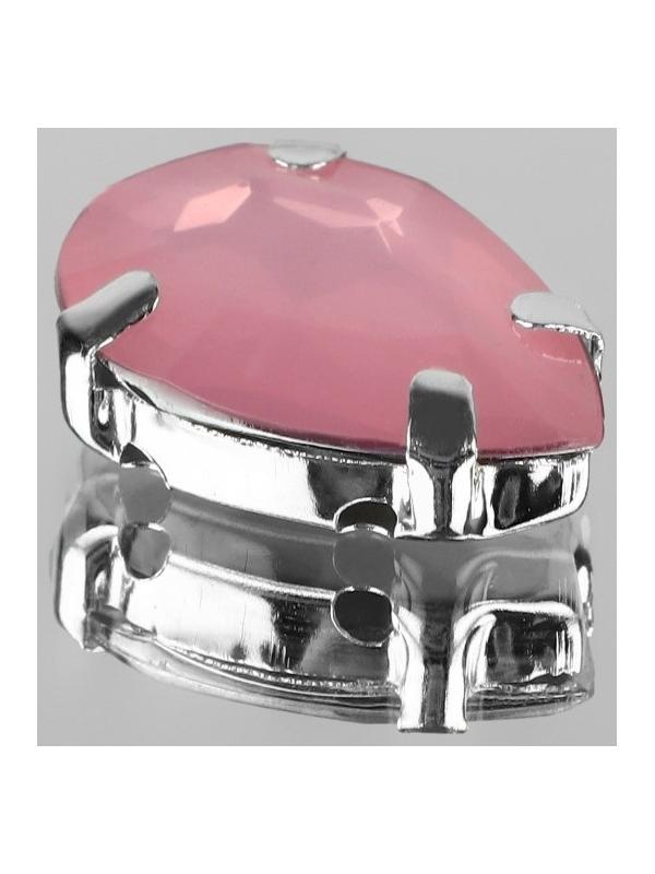 Стразы пришивные «Капля», в оправе, 10 × 14 мм, 20 шт, цвет розовый опал