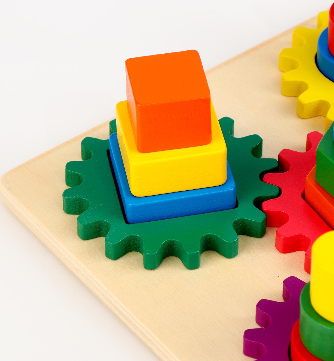 Деревянная пирамидка «Шестерёнка» 23,5 × 23,5 × 8 см