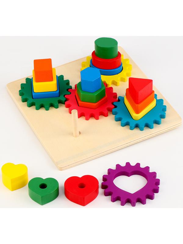 Деревянная пирамидка «Шестерёнка» 23,5 × 23,5 × 8 см