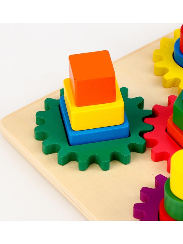 Деревянная пирамидка «Шестерёнка» 23,5 × 23,5 × 8 см