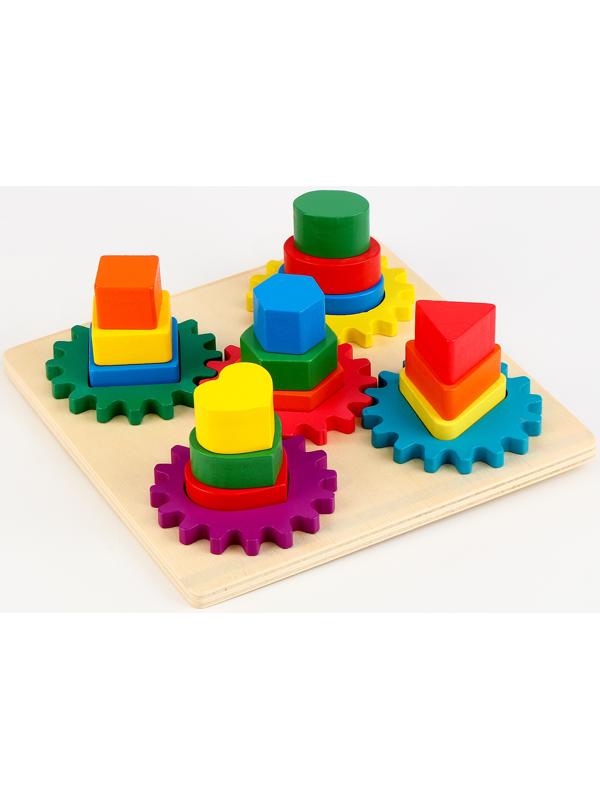 Деревянная пирамидка «Шестерёнка» 23,5 × 23,5 × 8 см