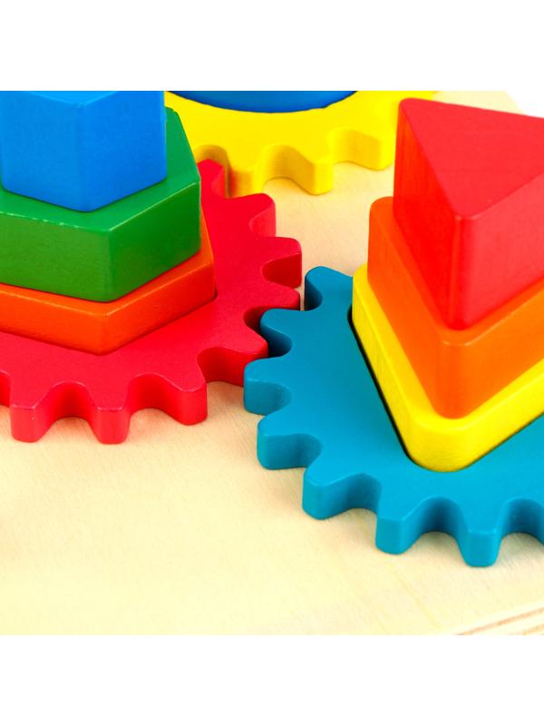 Деревянная пирамидка «Шестерёнка» 23,5 × 23,5 × 8 см