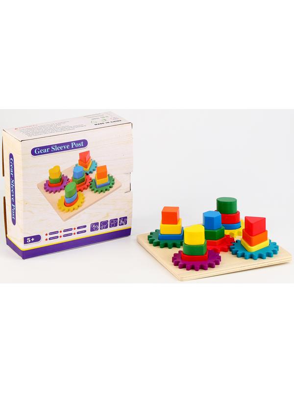 Деревянная пирамидка «Шестерёнка» 23,5 × 23,5 × 8 см