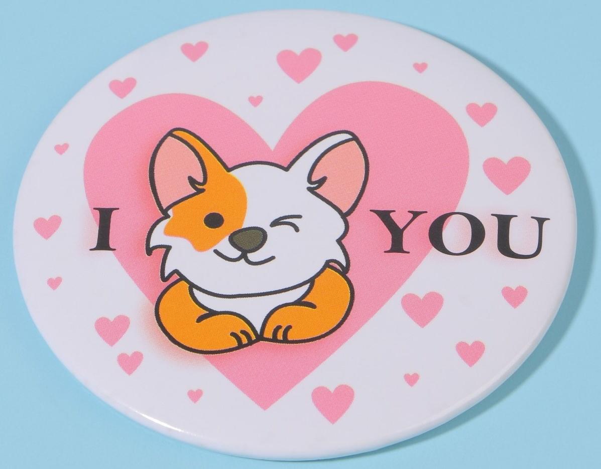 Зеркало карманное «Люблю корги», d = 7 см, разноцветное