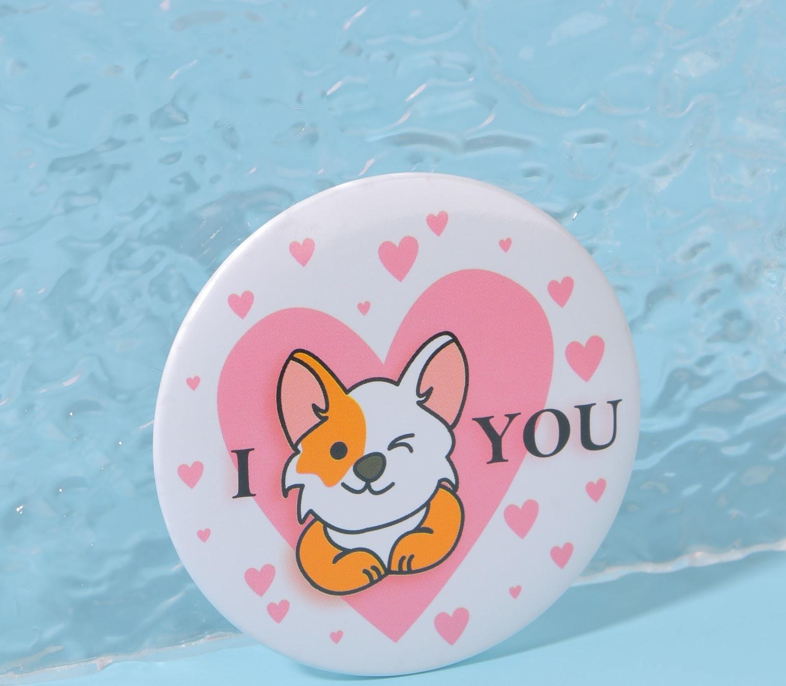 Зеркало карманное «Люблю корги», d = 7 см, разноцветное