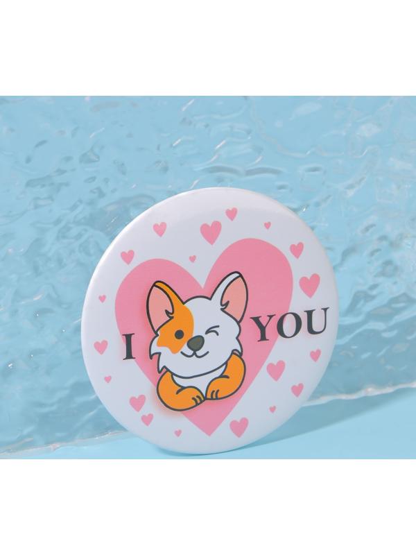 Зеркало карманное «Люблю корги», d = 7 см, разноцветное