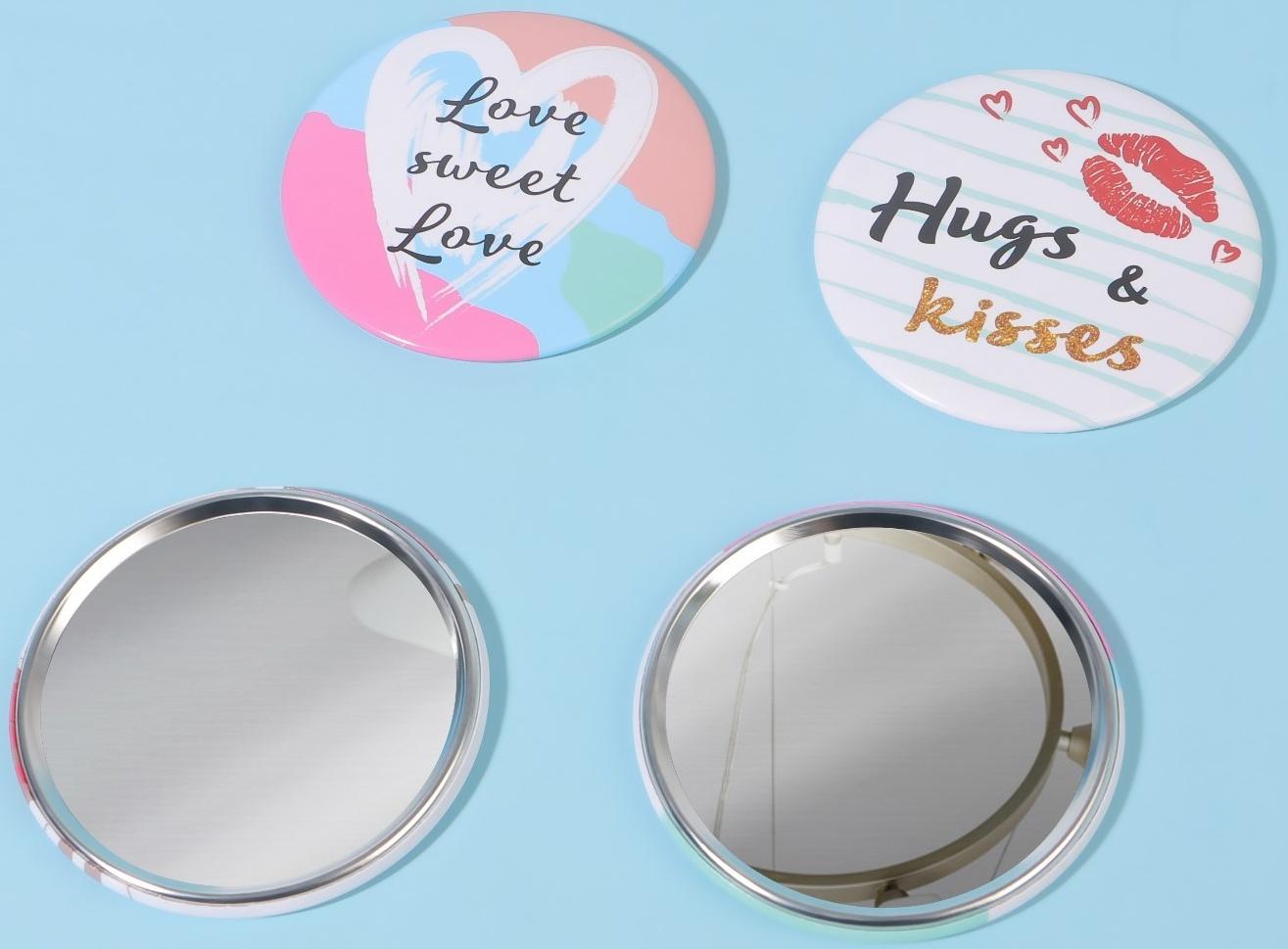 Зеркало карманное «Сердечки», d = 7 см, цвет МИКС