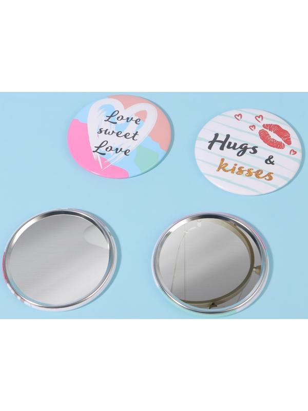 Зеркало карманное «Сердечки», d = 7 см, цвет МИКС