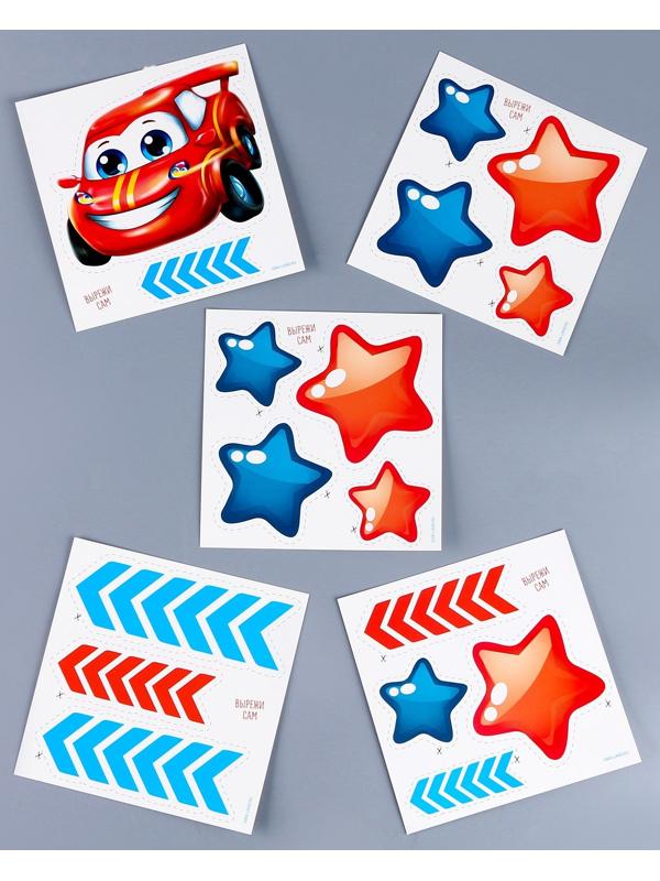 Набор бумажной посуды декор «Тачка», 6 тарелок, 6 стаканов, 1 гирлянда, декор фотозоны