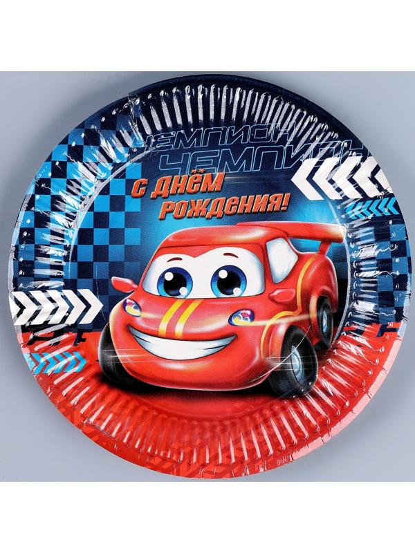 Набор бумажной посуды декор «Тачка», 6 тарелок, 6 стаканов, 1 гирлянда, декор фотозоны