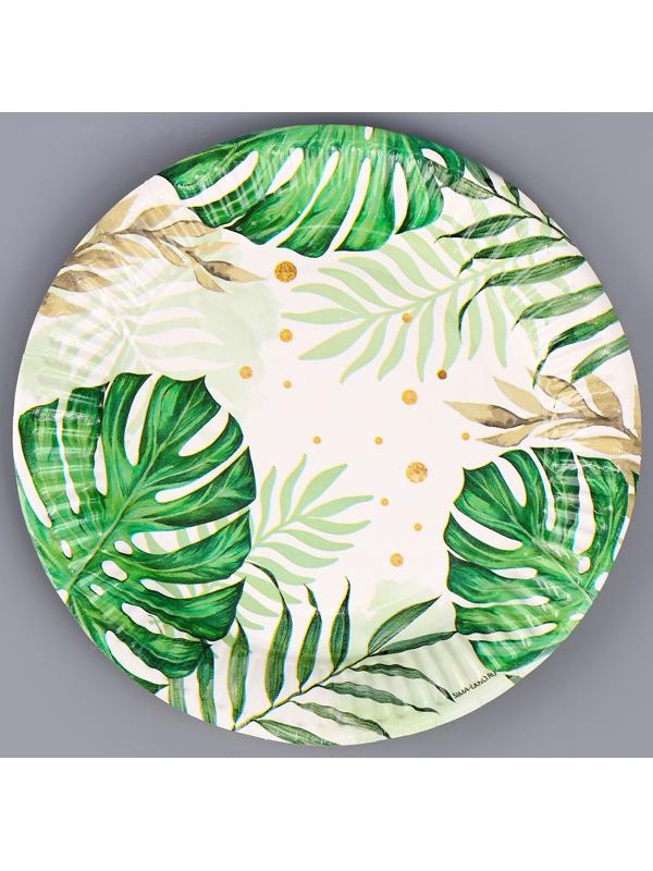 Набор бумажной посуды декор «Эко», 6 тарелок, 6 стаканов, 1 гирлянда, декор фотозоны