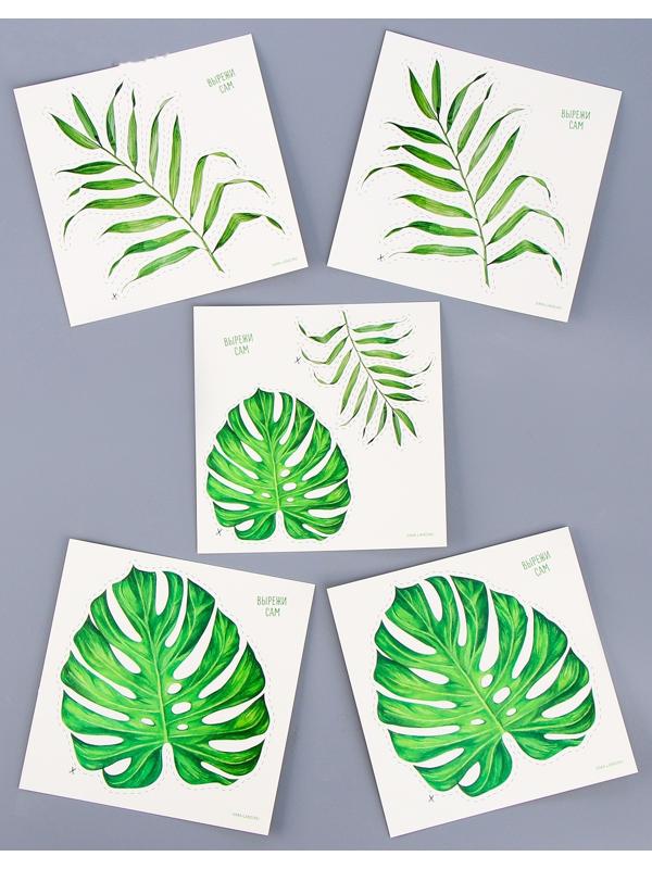 Набор бумажной посуды декор «Эко», 6 тарелок, 6 стаканов, 1 гирлянда, декор фотозоны