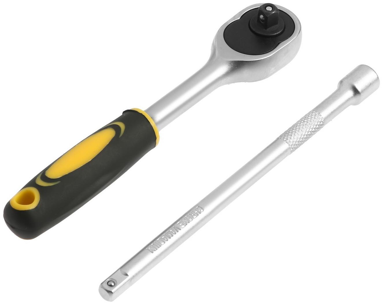 Набор торцевых головок ТУНДРА, трещотка, CrV, 1/4