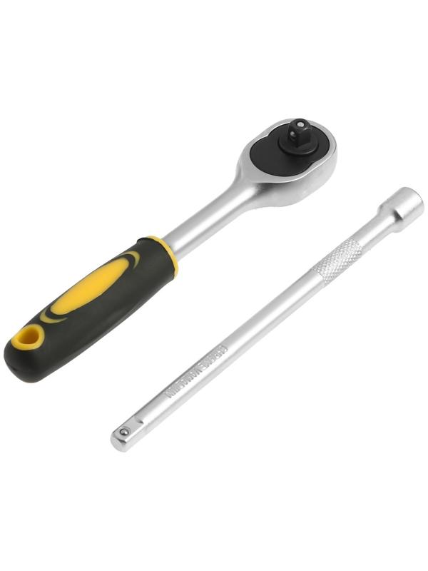 Набор торцевых головок ТУНДРА, трещотка, CrV, 1/4