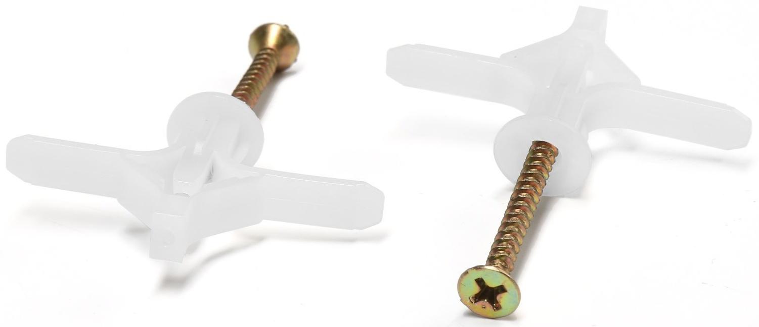 Дюбель ТУНДРА, тип Бабочка 30X50, с шурупом, цвет белый, 25 шт.