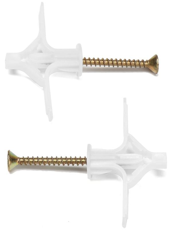 Дюбель ТУНДРА, тип Бабочка 30X50, с шурупом, цвет белый, 25 шт.