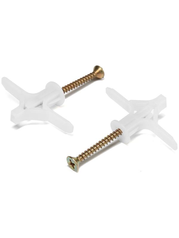 Дюбель ТУНДРА, тип Бабочка 30X50, с шурупом, цвет белый, 25 шт.