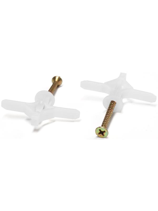 Дюбель ТУНДРА, тип Бабочка 30X50, с шурупом, цвет белый, 25 шт.