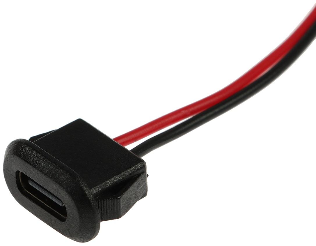 Провод USB Type-C, 2 pin, черный, провод 10 см