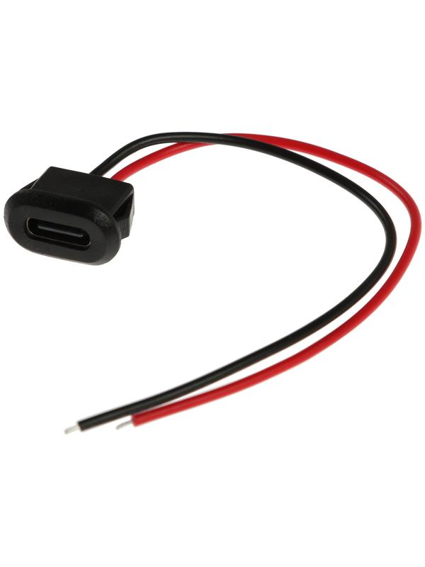 Провод USB Type-C, 2 pin, черный, провод 10 см