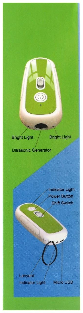 Отпугиватель собак LRI-56, ультразвуковой, от USB, 750 мА/ч, до 15 метров, зелёный