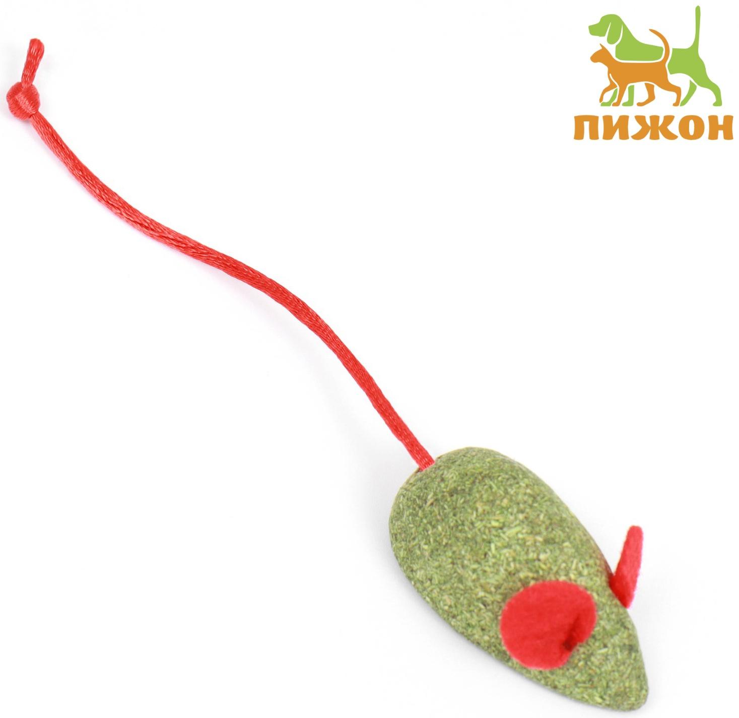 Мышь для кошек из прессованной кошачьей мяты с хвостом из веревки, 4,7 см