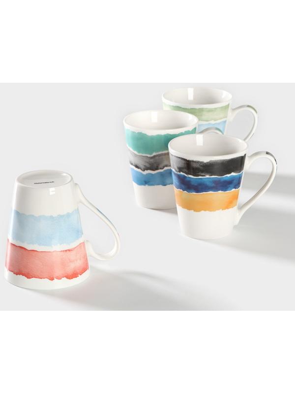 Набор кружек фарфоровых Доляна «Цветной дым», 4 предмета: 350 мл