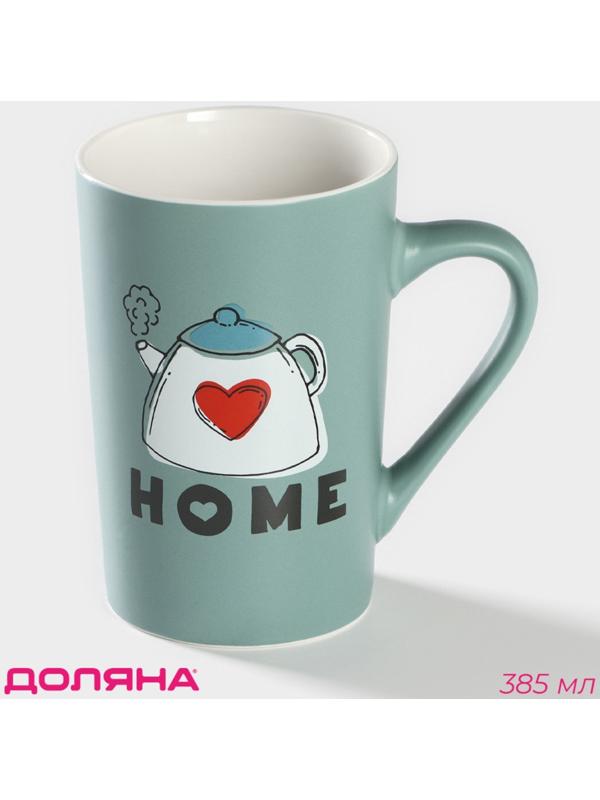 Кружка фарфоровая Доляна Good morning. Home, 385 мл, цвет голубой