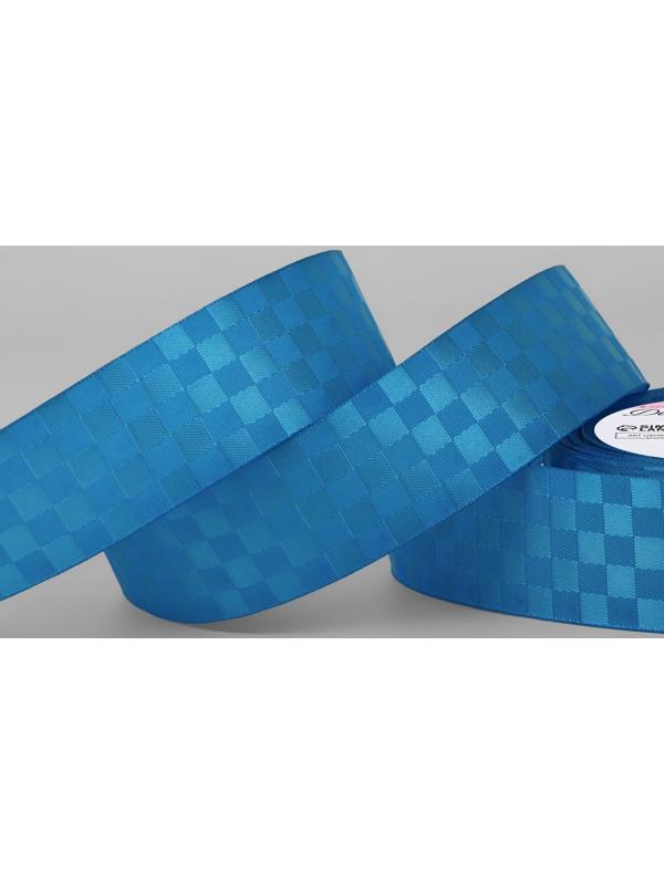 Лента декоративная «Квадраты», 25 мм × 9,1 ± 0,5 м, цвет ярко-голубой