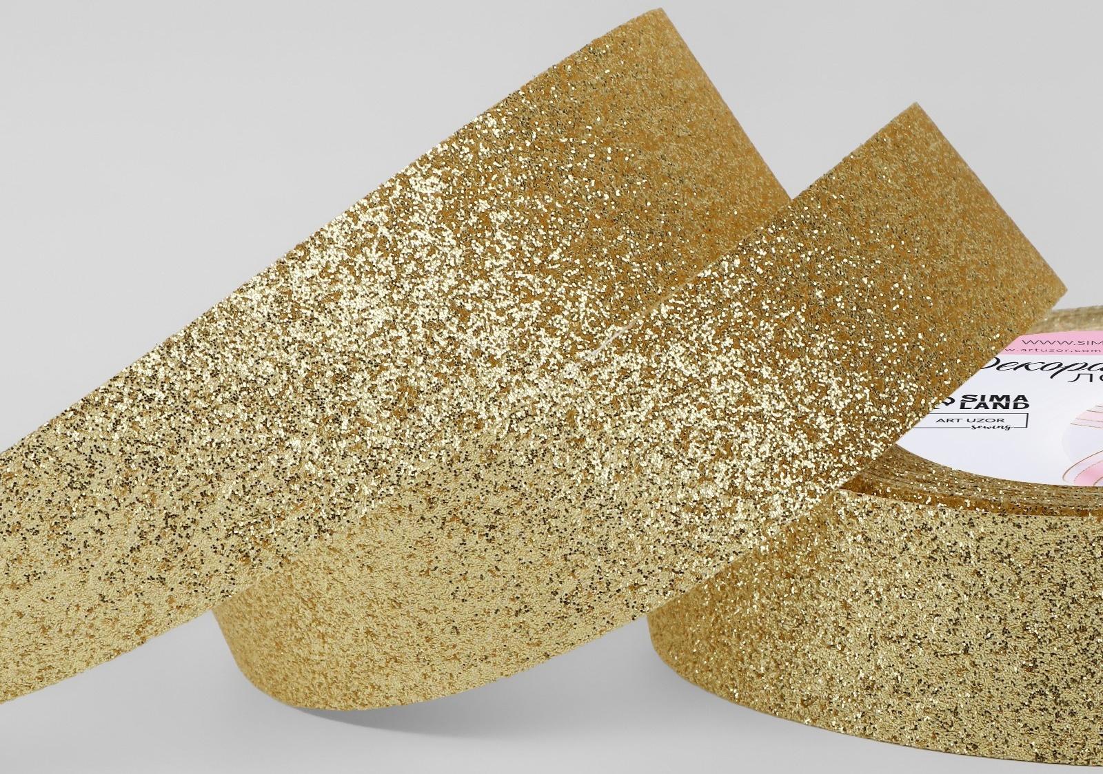 Лента декоративная «Блёстки», 25 мм × 9,1 ± 0,5 м, цвет золотой