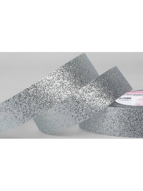 Лента декоративная «Блёстки», 25 мм × 9,1 ± 0,5 м, цвет серебряный
