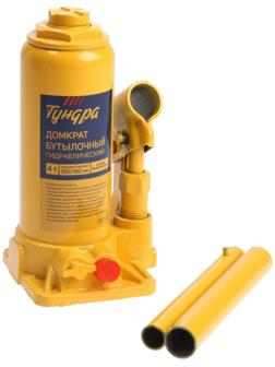 Домкрат бутылочный гидравлический ТУНДРА, второй клапан, подъем/подхват 350/180 мм, 4 т