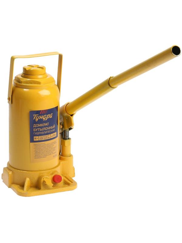 Домкрат бутылочный гидравлический ТУНДРА, второй клапан, подъем/подхват 425/225 мм, 16 т