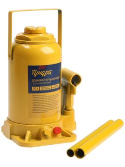 Домкрат бутылочный гидравлический ТУНДРА, второй клапан, подъем/подхват 440/235 мм, 20 т