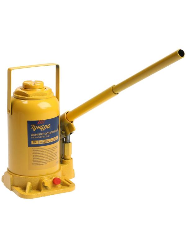 Домкрат бутылочный гидравлический ТУНДРА, второй клапан, подъем/подхват 440/235 мм, 20 т