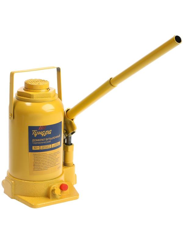 Домкрат бутылочный гидравлический ТУНДРА, второй клапан, подъем/подхват 465/255 мм, 32 т