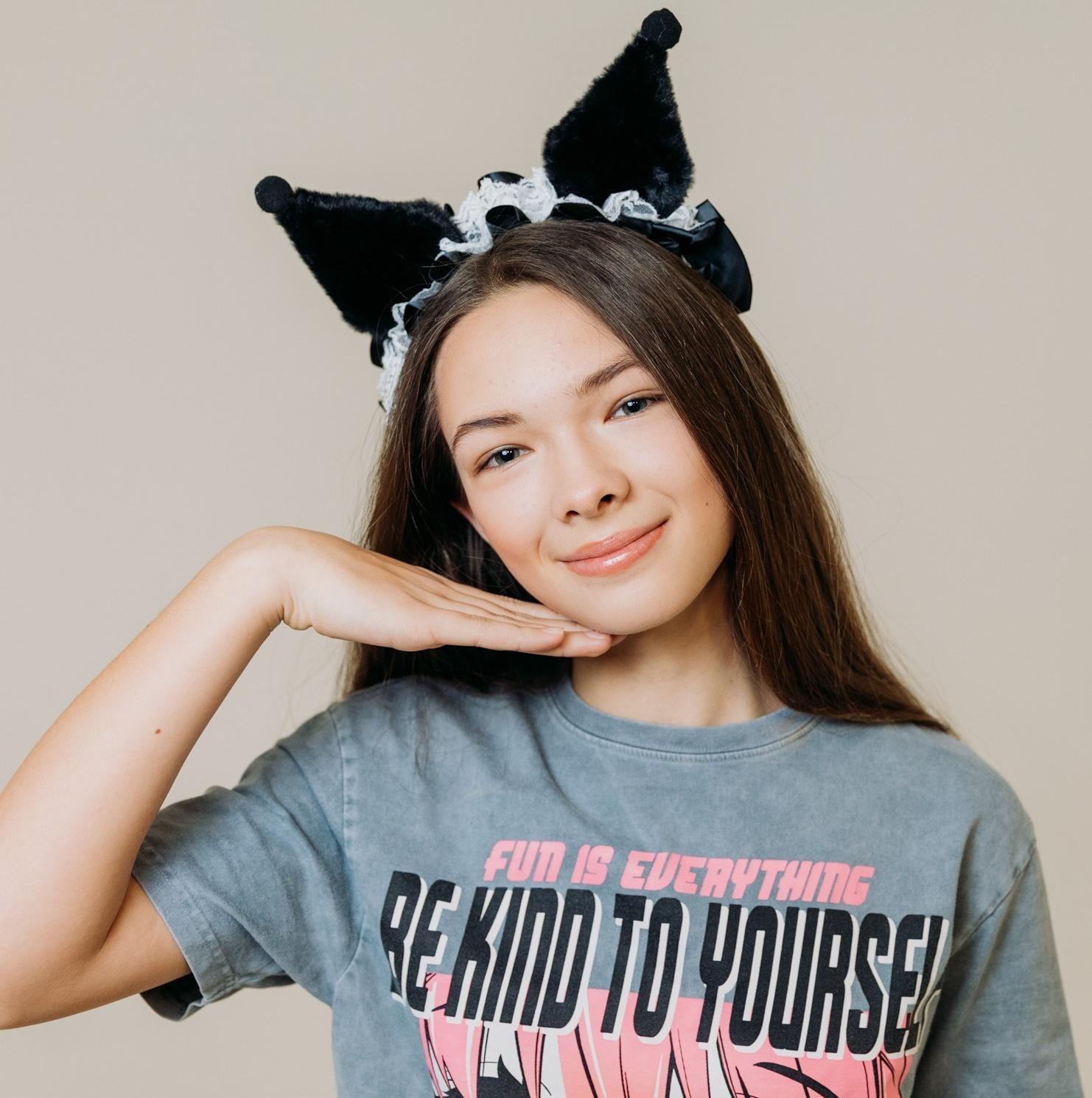 Карнавальный ободок «Кошка» аниме с рюшками, цвет черный