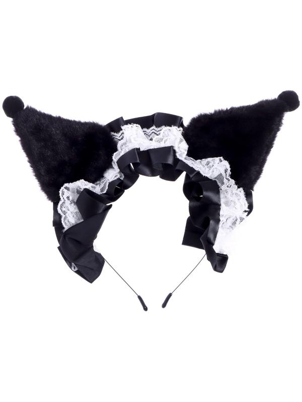 Карнавальный ободок «Кошка» аниме с рюшками, цвет черный