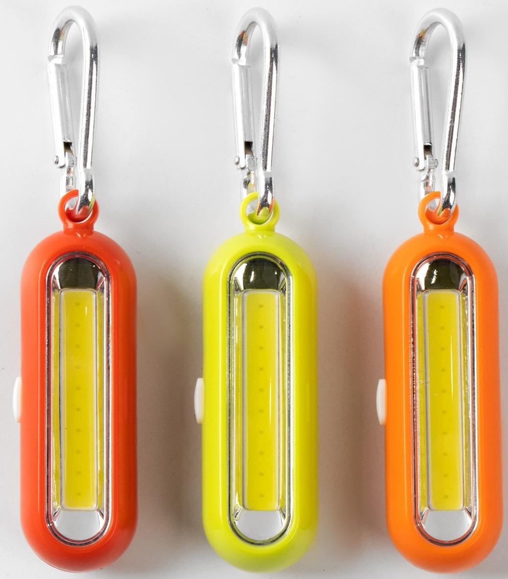 Фонарь-брелок, 100 лм, COB, 1 ААА, 3 режима, с карабином, 8 х 2.5 х 2 см, микс