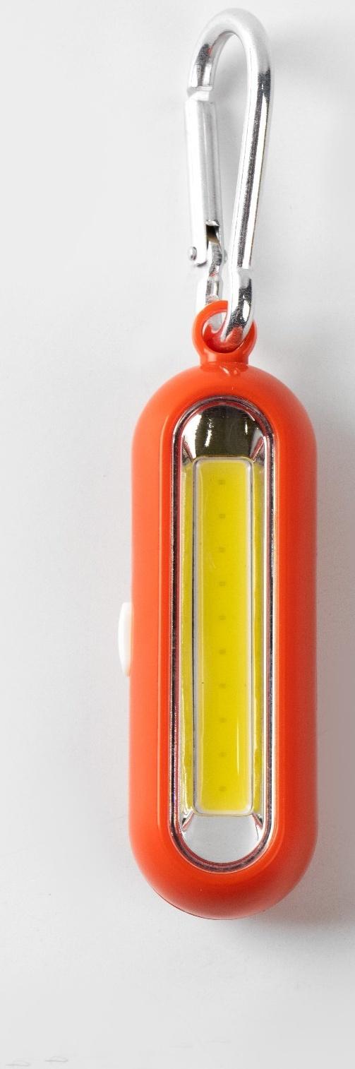 Фонарь-брелок, 100 лм, COB, 1 ААА, 3 режима, с карабином, 8 х 2.5 х 2 см, микс