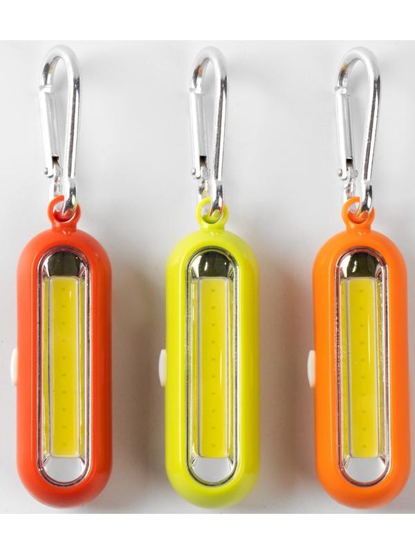 Фонарь-брелок, 100 лм, COB, 1 ААА, 3 режима, с карабином, 8 х 2.5 х 2 см, микс
