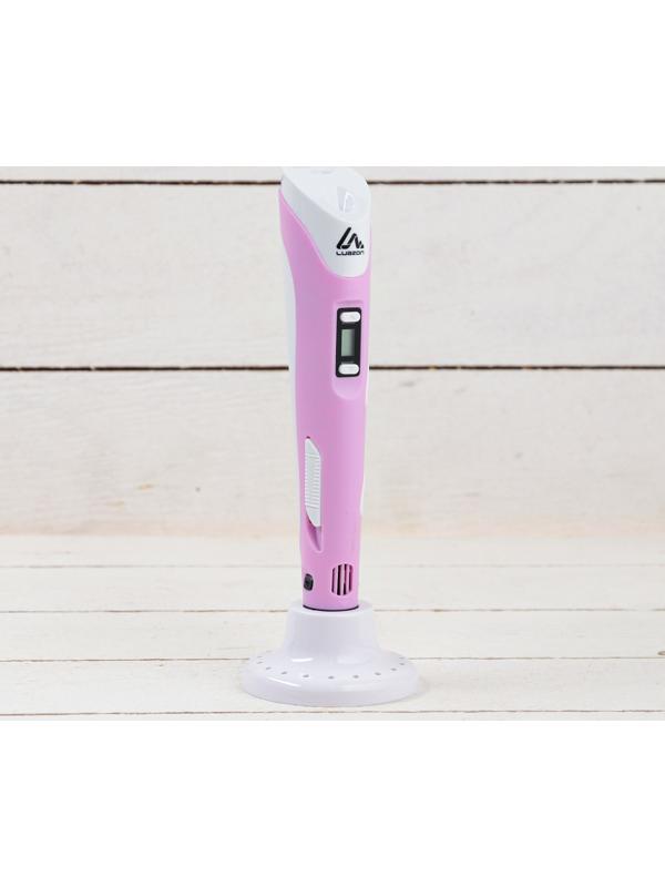 3D ручка Luazon, дисплей, работа с пластиком ABS и PLA, пластик в комплекте, розовая