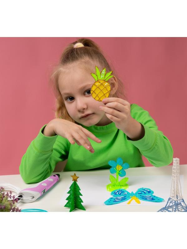 3D ручка Luazon, дисплей, работа с пластиком ABS и PLA, пластик в комплекте, розовая