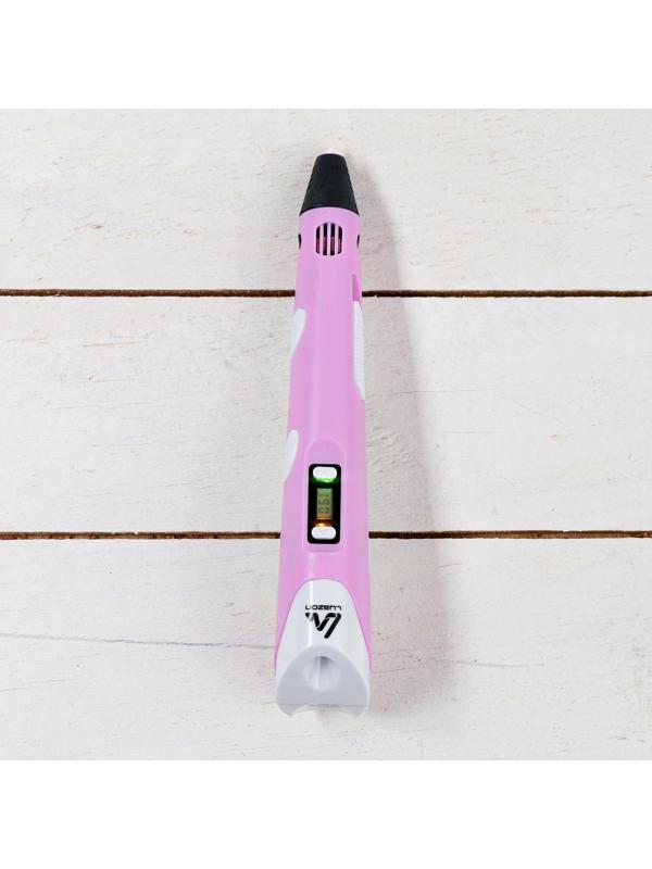 3D ручка Luazon, дисплей, работа с пластиком ABS и PLA, пластик в комплекте, розовая