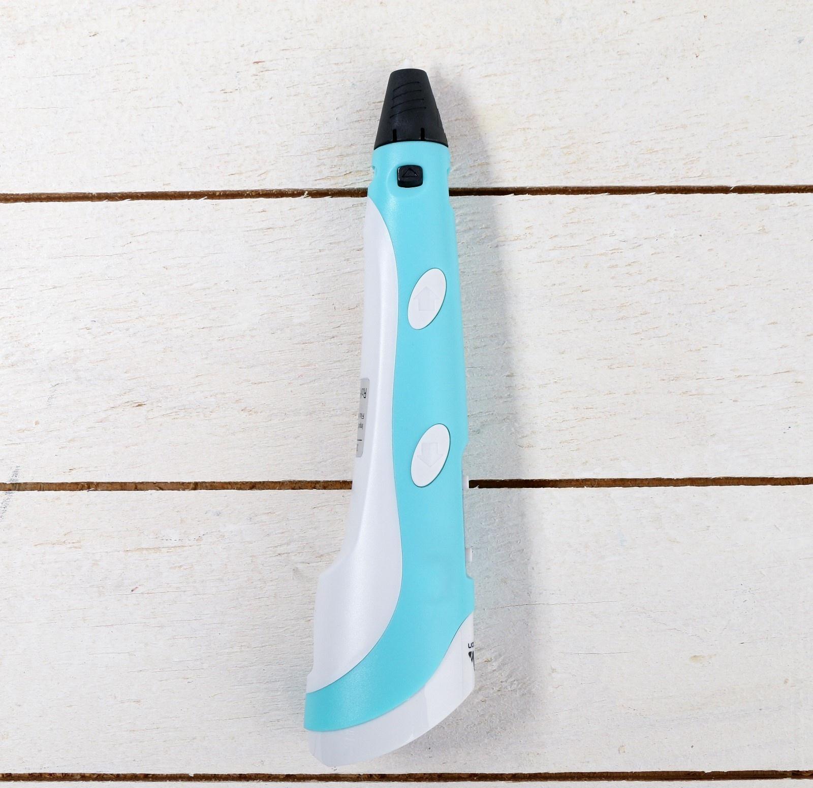 3D ручка Luazon, дисплей, работа с пластиком ABS и PLA, пластик в комплекте, голубая