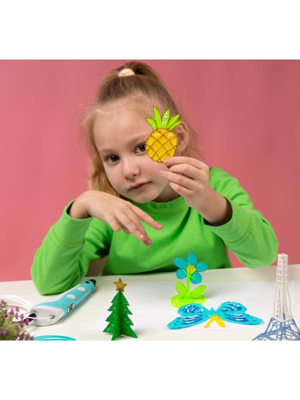 3D ручка Luazon, дисплей, работа с пластиком ABS и PLA, пластик в комплекте, голубая