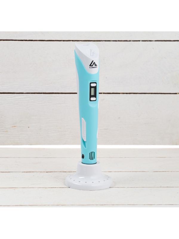 3D ручка Luazon, дисплей, работа с пластиком ABS и PLA, пластик в комплекте, голубая