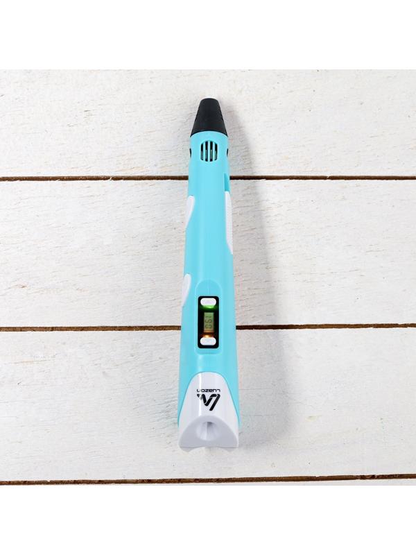 3D ручка Luazon, дисплей, работа с пластиком ABS и PLA, пластик в комплекте, голубая