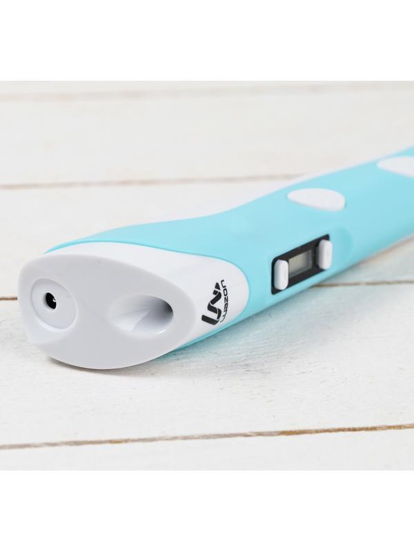 3D ручка Luazon, дисплей, работа с пластиком ABS и PLA, пластик в комплекте, голубая